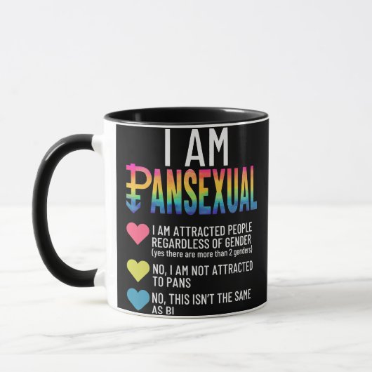 Ich bin Pansexual - LGBTQIA Pride Rainbow Hearts - Tasse (Links)
