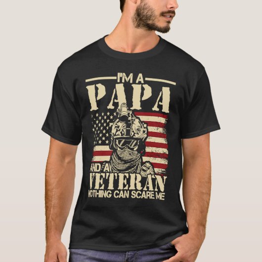 Ich bin Papa und Veteran Patriotic USA American Fl T-Shirt (Vorderseite)