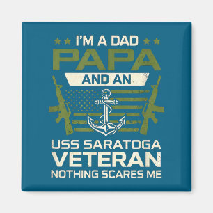 Ich bin Papa USS Saratoga CV-60 Veteran Flag USA Magnet