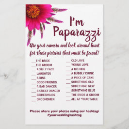 Ich bin Paparazzi Game Card Lila Blume Hochzeit Flyer