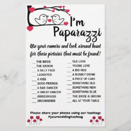 Ich bin paparazzi Game Card Love Bird Wedding Flyer
