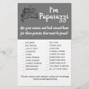 Ich bin paparazzi Game Card Owls Liebe Hochzeit Flyer