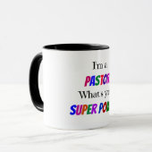 Ich bin Pastor. Was ist dein Super-Power? Tasse (Vorderseite Links)