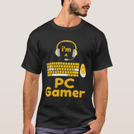 Ich bin PC Gamer Computer Games Keyboard Mouse Vid T-Shirt (Vorderseite)