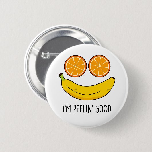 Ich bin Peelin Good Funny Fruit Pun Button (Vorne & Hinten)