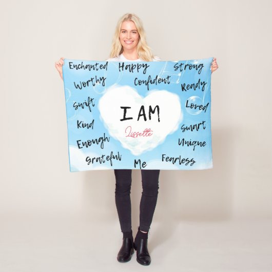 Ich BIN Personalisierte Affirmations Blanket Fleecedecke (Beispiel)