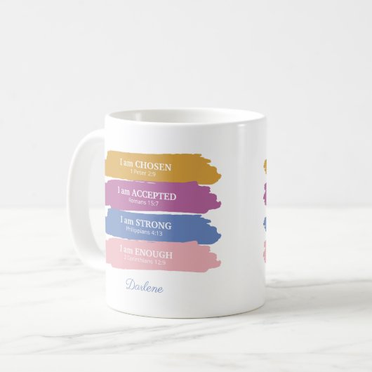 Ich bin Personalisierte Bibelverse Kaffeetasse (Vorderseite Links)