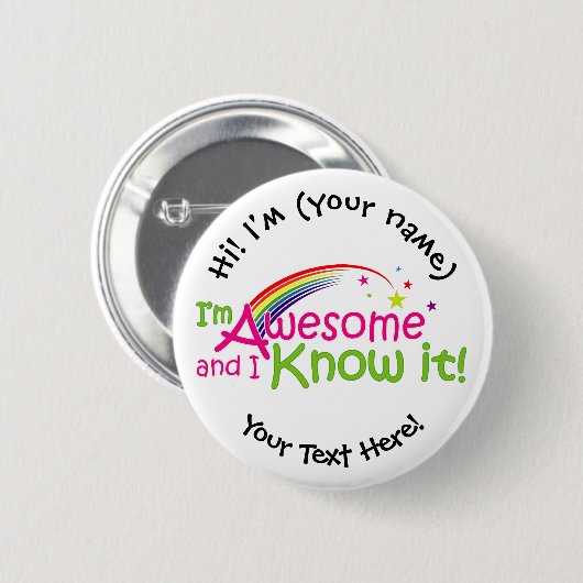 Ich bin Phantastisch und weiß es - weiß Button (Vorne & Hinten)