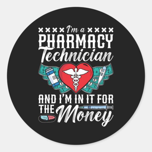Ich bin Pharmacy Technician Medicine Tech Pharmaci Runder Aufkleber (Vorderseite)