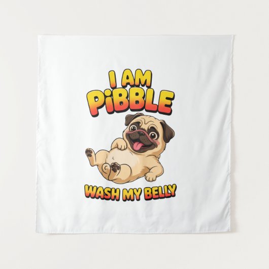 Ich bin Pibble wasche meinen Bauch Wandteppich (Vorderseite)
