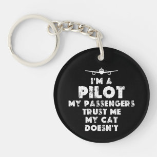 Ich bin Pilot Funny   Katzenliebhaber Schlüsselanhänger