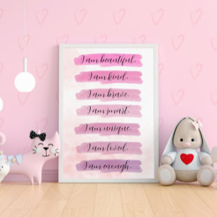 Ich bin... Pink Watercolor Inspiration Poster