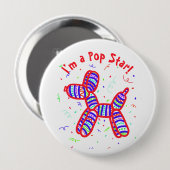 Ich bin Pop Star Ballon Dog Button (Vorne & Hinten)