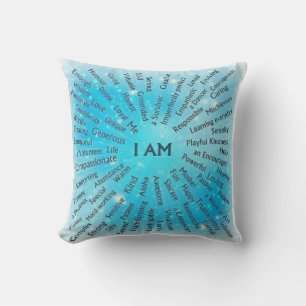 Ich bin positive Affirmationen Blau Wurf Kissen