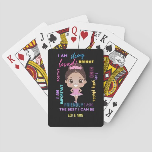 Ich BIN - Positive Girl Affirmations Ballerina Pla Spielkarten (Rückseite)