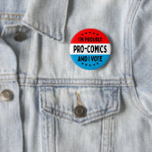 "Ich bin pro-Comics und ich wähle"-Button Button (Beispiel)