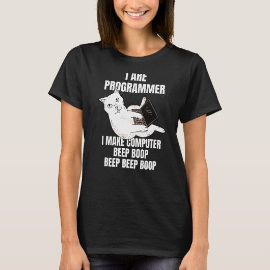 Ich bin Programmierer Computer Cat Beep Boop Ich l T-Shirt (Vorderseite)