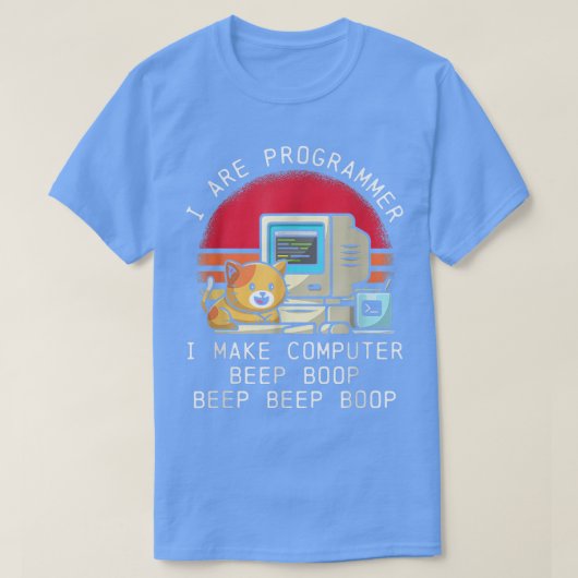 Ich bin Programmierer Katze Niedlich Piep Piep Ret T-Shirt (Design vorne)