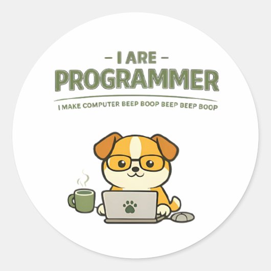 Ich bin Programmierer Lustiger Klassischer Rund St Runder Aufkleber (Vorderseite)