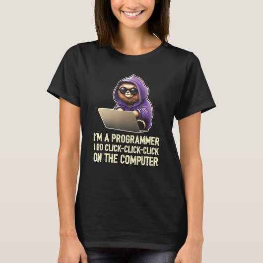 Ich bin Programmiererin und klicke auf Com T-Shirt (Vorderseite)