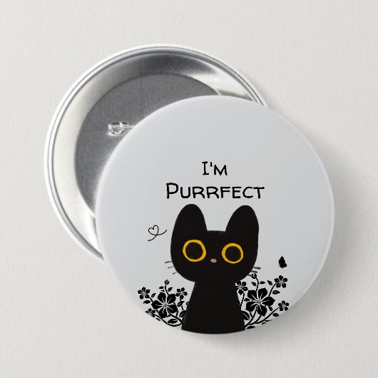 Ich bin purer Niedlicher Katzenknopf Button (Vorne & Hinten)
