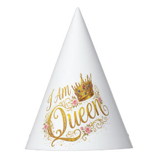 Ich bin Queen Golden Crown Floral Design Partyhütchen