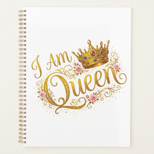 Ich bin Queen Golden Crown Floral Design | Planer (Vorderseite)