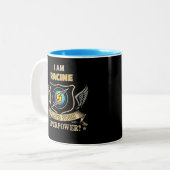 Ich bin RACINE, was ist dein Superheld? Zweifarbige Tasse (Vorderseite Links)
