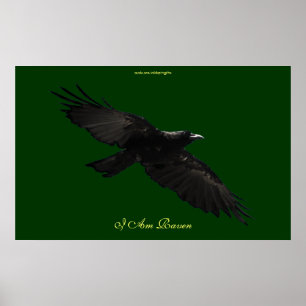 Ich BIN RAVEN III Flying Black Raven Art Poster