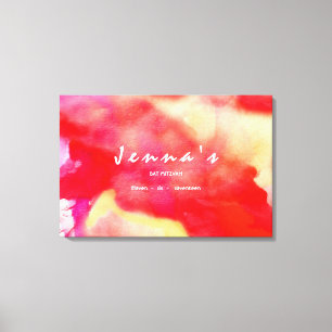 Ich bin RED WATERCOLOR Bat Mitzvah Sign in Board Leinwanddruck