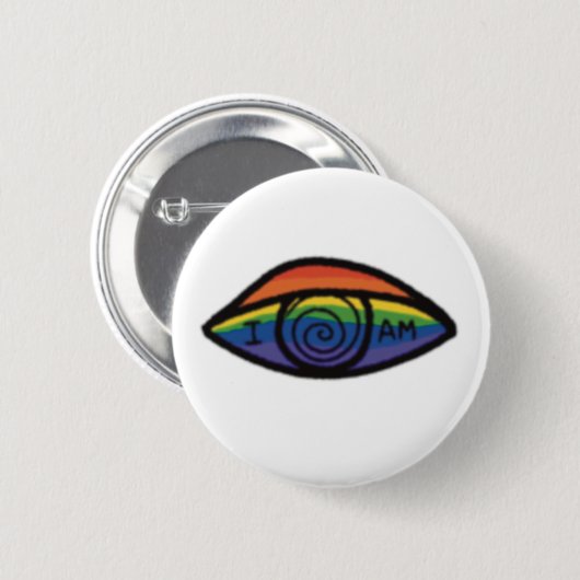 ICH BIN Regenbogen-Stolz Button (Vorne & Hinten)