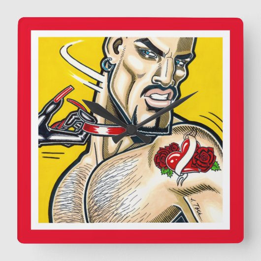 Ich bin rein! quadratische wanduhr (Vorderseite)