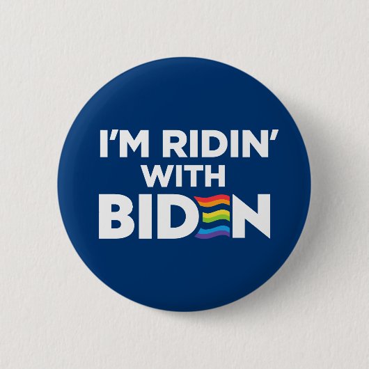 Ich bin Ridin mit Biden 2024 LGBTQ Button (Vorderseite)