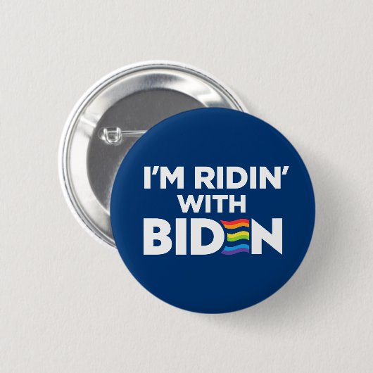 Ich bin Ridin mit Biden 2024 LGBTQ Button (Vorne & Hinten)
