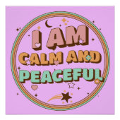 Ich bin ruhig und friedlich Retro-Affirmation Poster (Vorderseite)