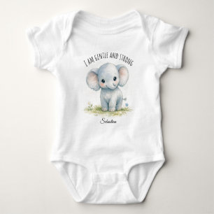 „Ich bin sanft und stark“ Süße Elefanten-Baby-Part Baby Strampler