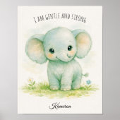 „Ich bin sanft und stark“ Süßer Elefant Neutral  Poster (Vorne)