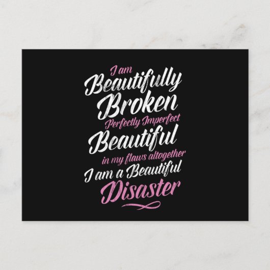 Ich bin schön kaputt, vollkommen unvollkommen postkarte (Vorderseite)
