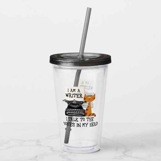 Ich bin Schriftsteller und spreche mit den Stimmen Acryltrinkbecher (Rückseite)