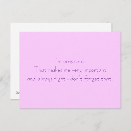 Ich bin schwanger. Das macht mich sehr wichtig Ankündigungspostkarte (Vorne/Hinten)