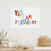 Ich bin schwanger lustige, bunt schwangere Kunst W Poster (Küche)