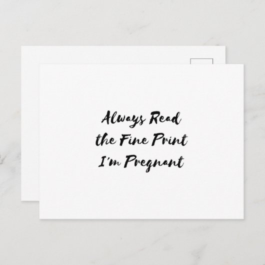 Ich bin schwangere Schwangerschaft für Spaß Postkarte (Vorne/Hinten)