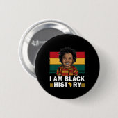 Ich bin schwarze Geschichte Afro Boy Little Melani Button (Vorne & Hinten)