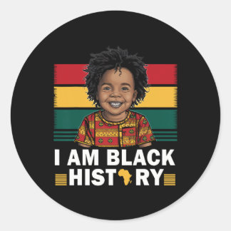 Ich bin schwarze Geschichte Afro Boy Little Melani Runder Aufkleber