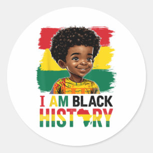 Ich bin schwarze Geschichte Afro Boy Little Melani Runder Aufkleber