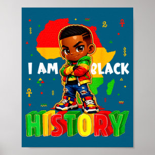 Ich bin schwarze Geschichte afroamerikanische Jung Poster