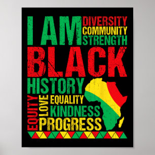 Ich bin Schwarze Geschichte Afroamerikanische Schw Poster