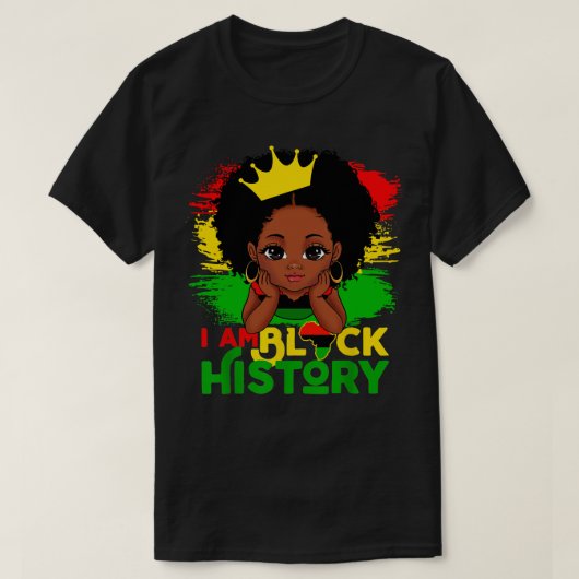Ich bin schwarze Geschichte BHM Black Pride Black T-Shirt (Design vorne)