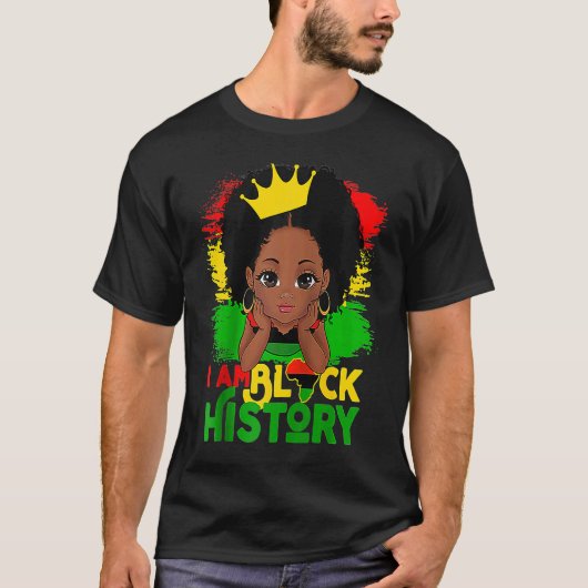 Ich bin schwarze Geschichte BHM Black Pride Black T-Shirt (Vorderseite)