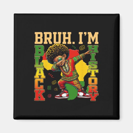 Ich bin Schwarze Geschichte Dabbing Afro Männer Ju Magnet (Vorne)